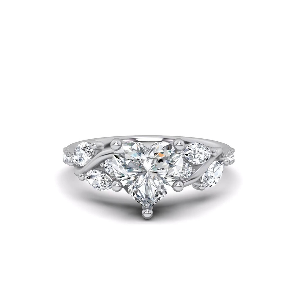 360 degree view of Hayden Curved Vine Hidden Halo Lab Engagement Ring
