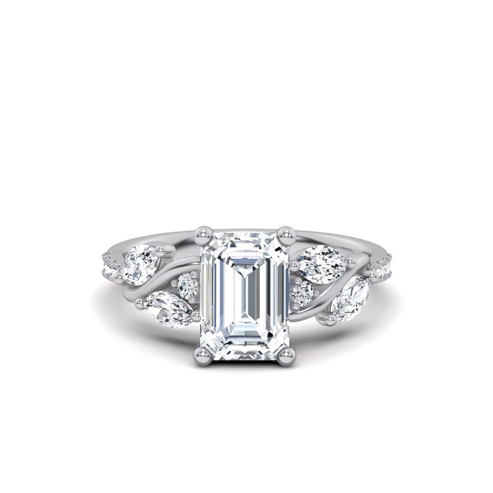 360 degree view of Hayden Curved Vine Hidden Halo Lab Engagement Ring