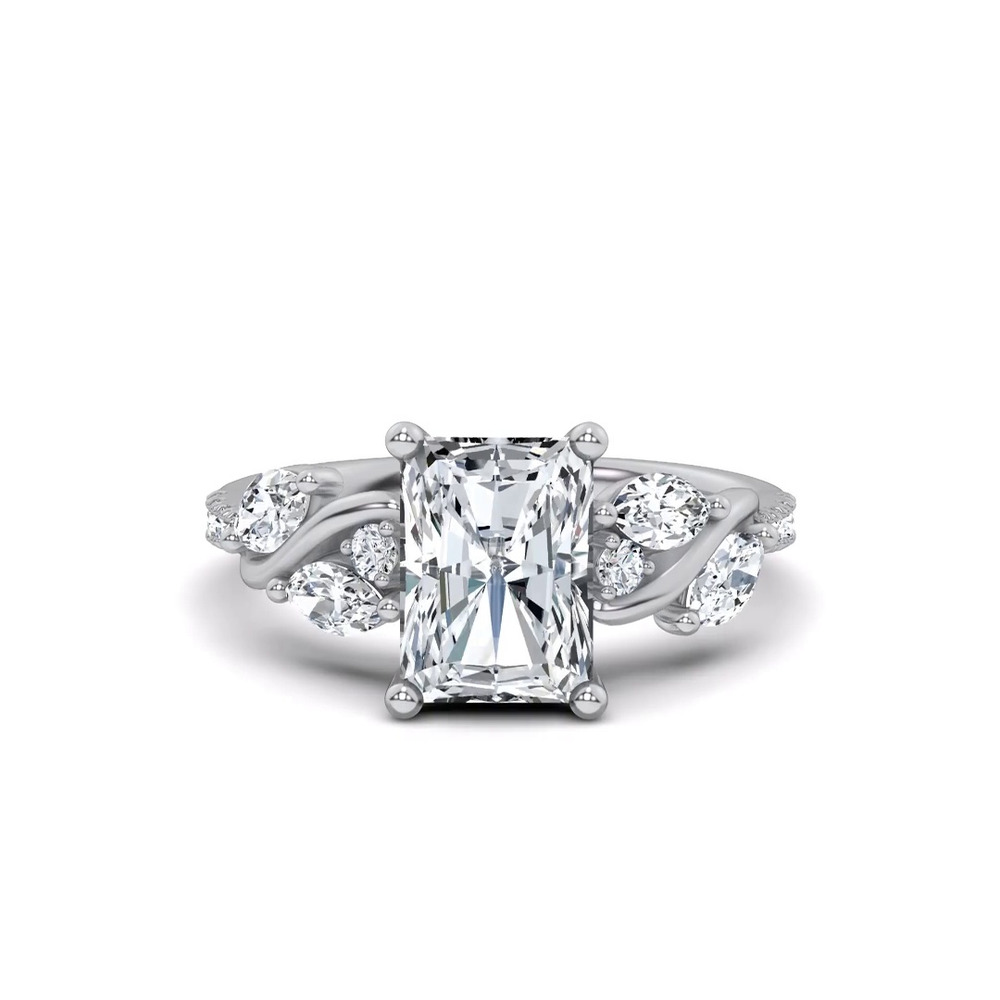 360 degree view of Hayden Curved Vine Hidden Halo Lab Engagement Ring
