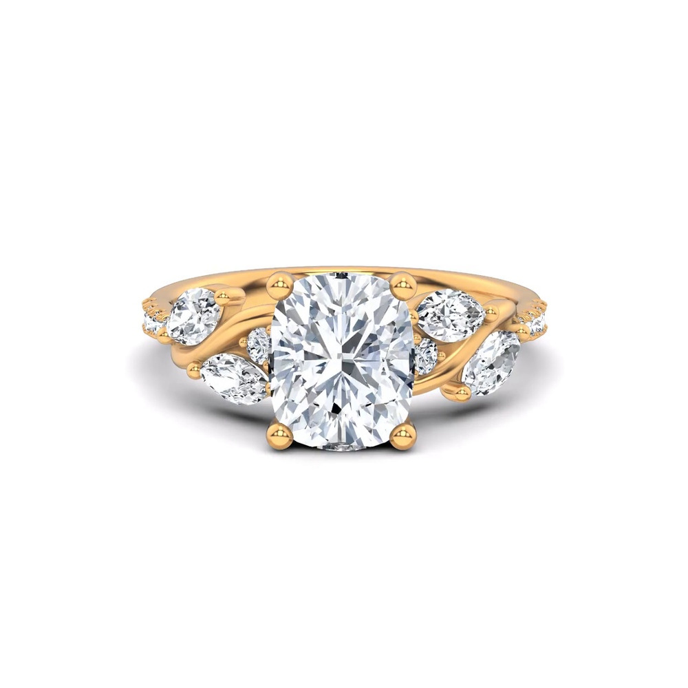 360 degree view of Hayden Curved Vine Hidden Halo Lab Engagement Ring