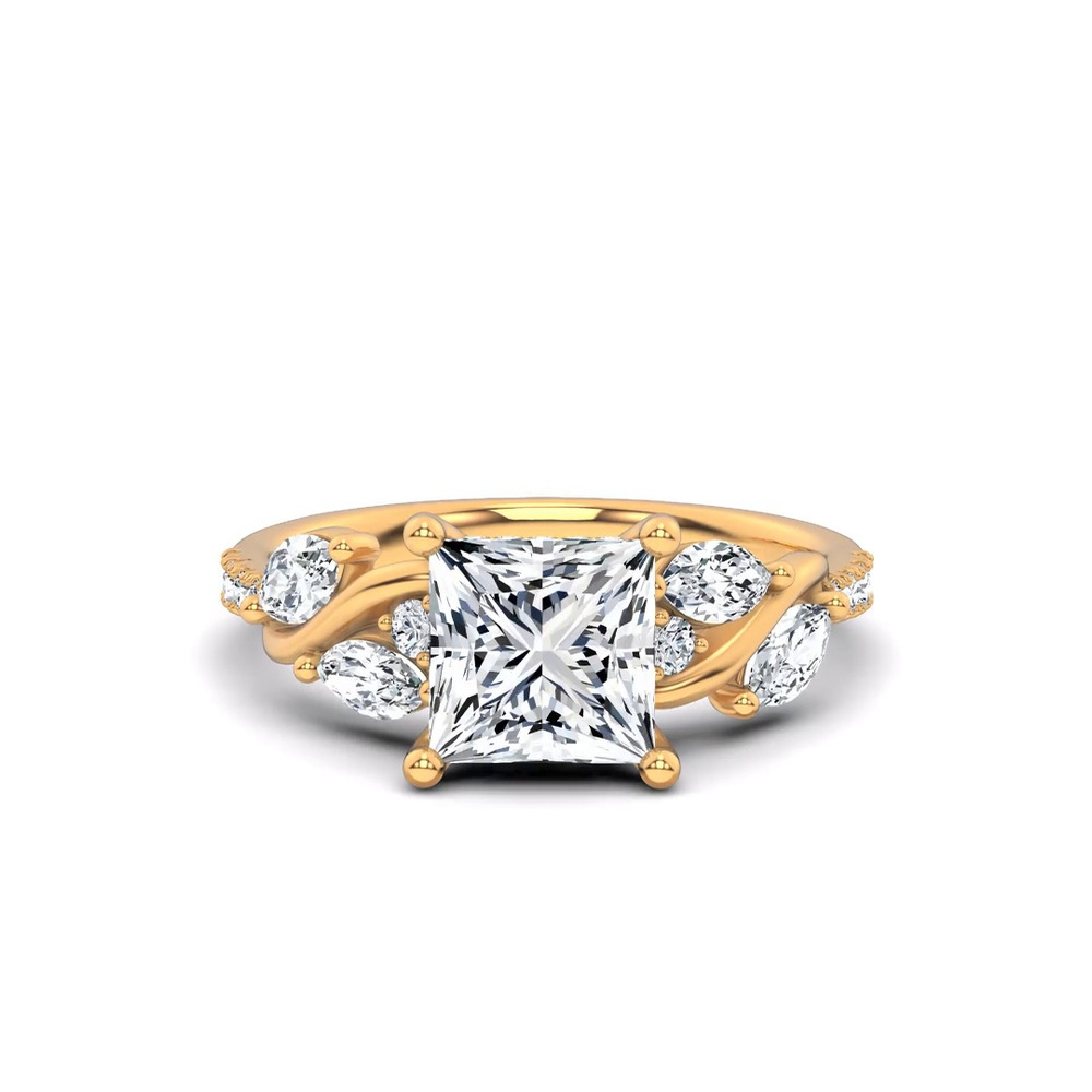 360 degree view of Hayden Curved Vine Hidden Halo Lab Engagement Ring