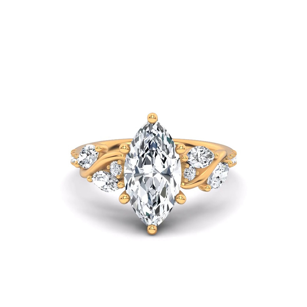360 degree view of Hayden Curved Vine Hidden Halo Lab Engagement Ring