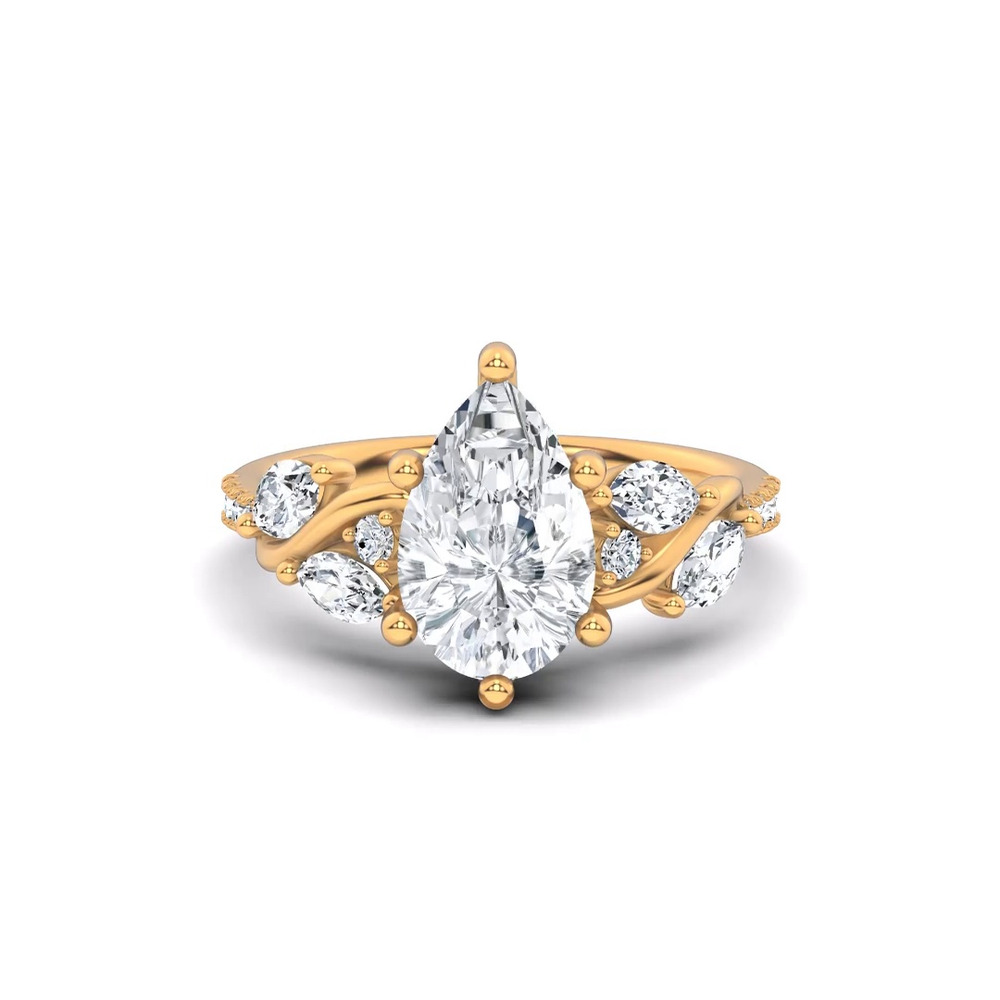 360 degree view of Hayden Curved Vine Hidden Halo Lab Engagement Ring