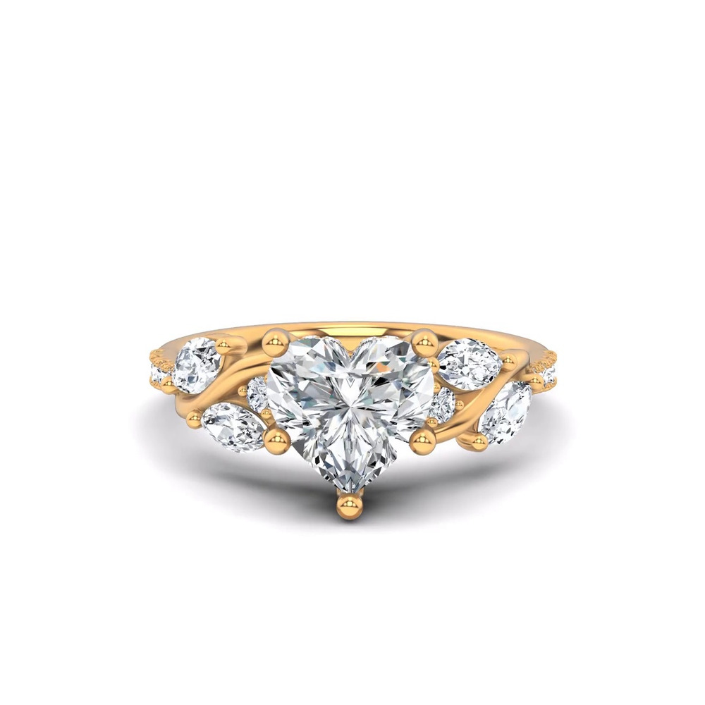 360 degree view of Hayden Curved Vine Hidden Halo Lab Engagement Ring