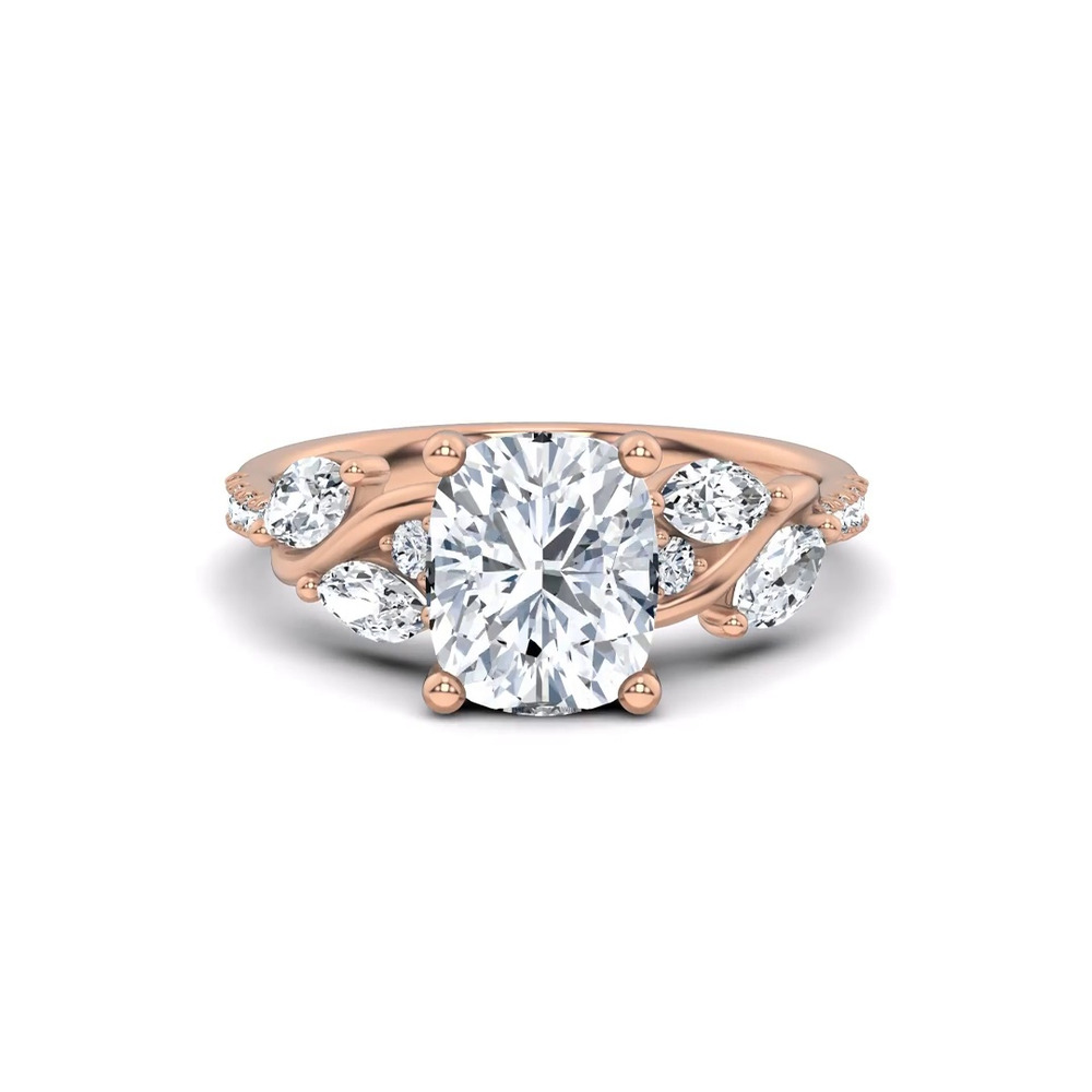 360 degree view of Hayden Curved Vine Hidden Halo Lab Engagement Ring
