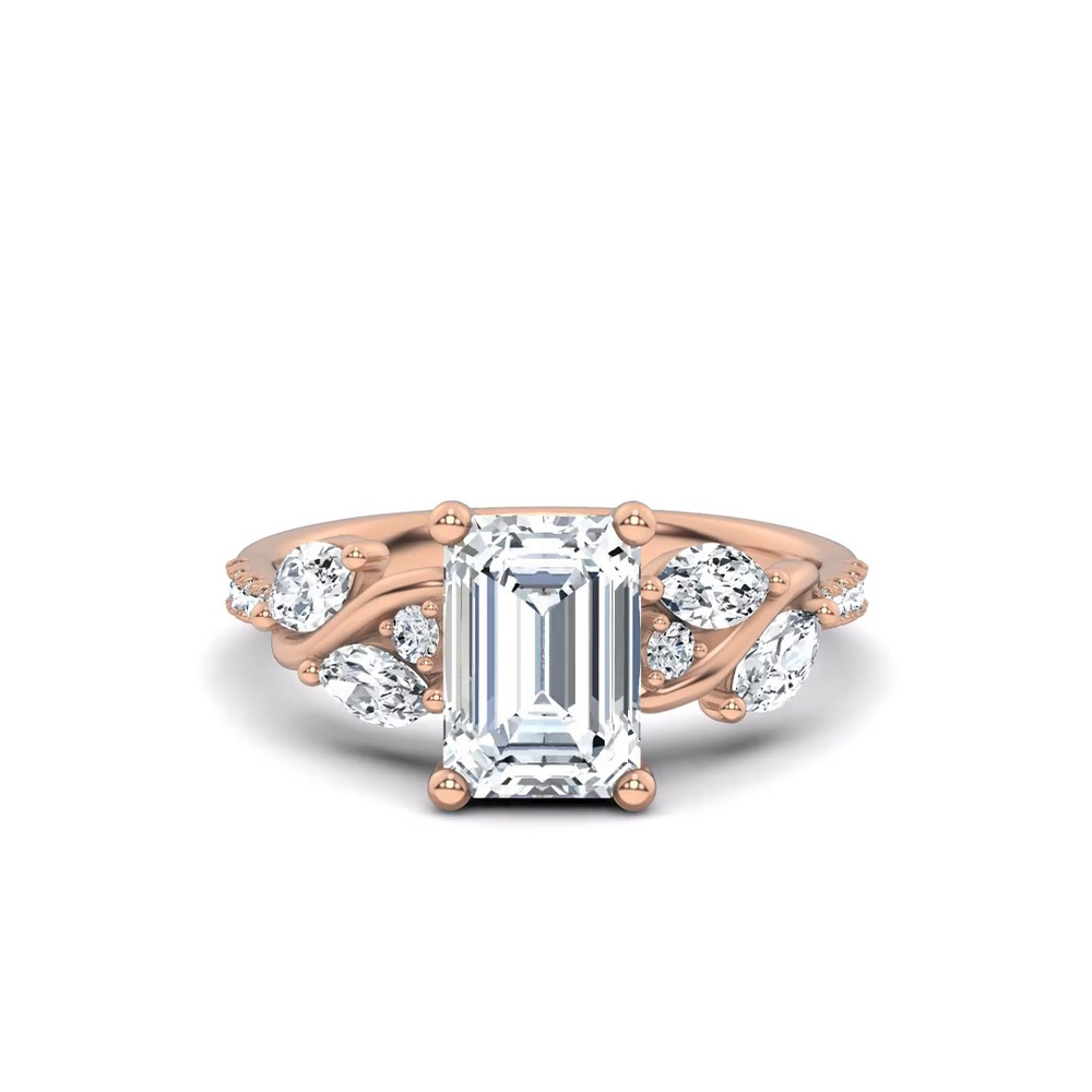 360 degree view of Hayden Curved Vine Hidden Halo Lab Engagement Ring