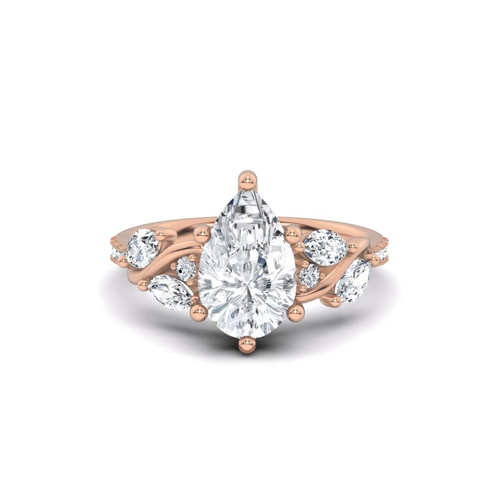 360 degree view of Hayden Curved Vine Hidden Halo Lab Engagement Ring