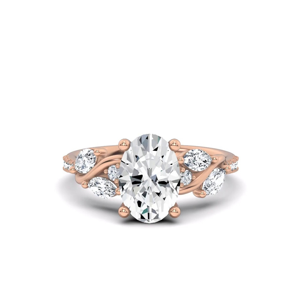 360 degree view of Hayden Curved Vine Hidden Halo Lab Engagement Ring