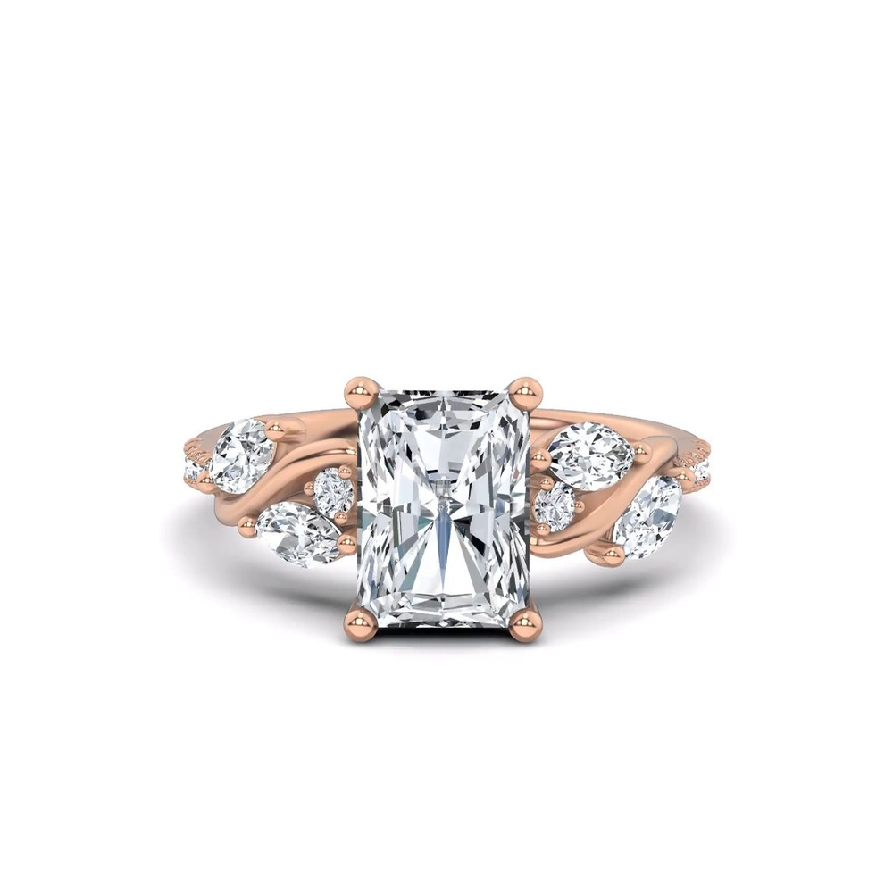 360 degree view of Hayden Curved Vine Hidden Halo Lab Engagement Ring