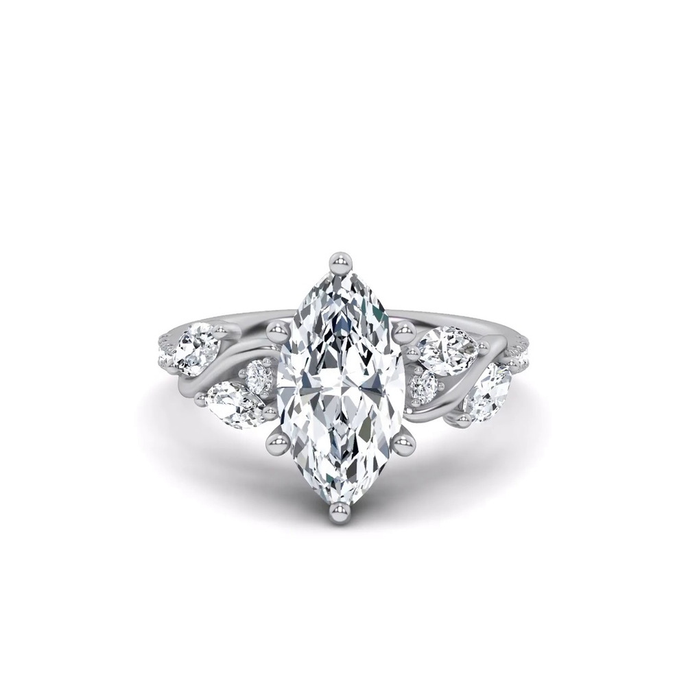 360 degree view of Hayden Curved Vine Hidden Halo Lab Engagement Ring