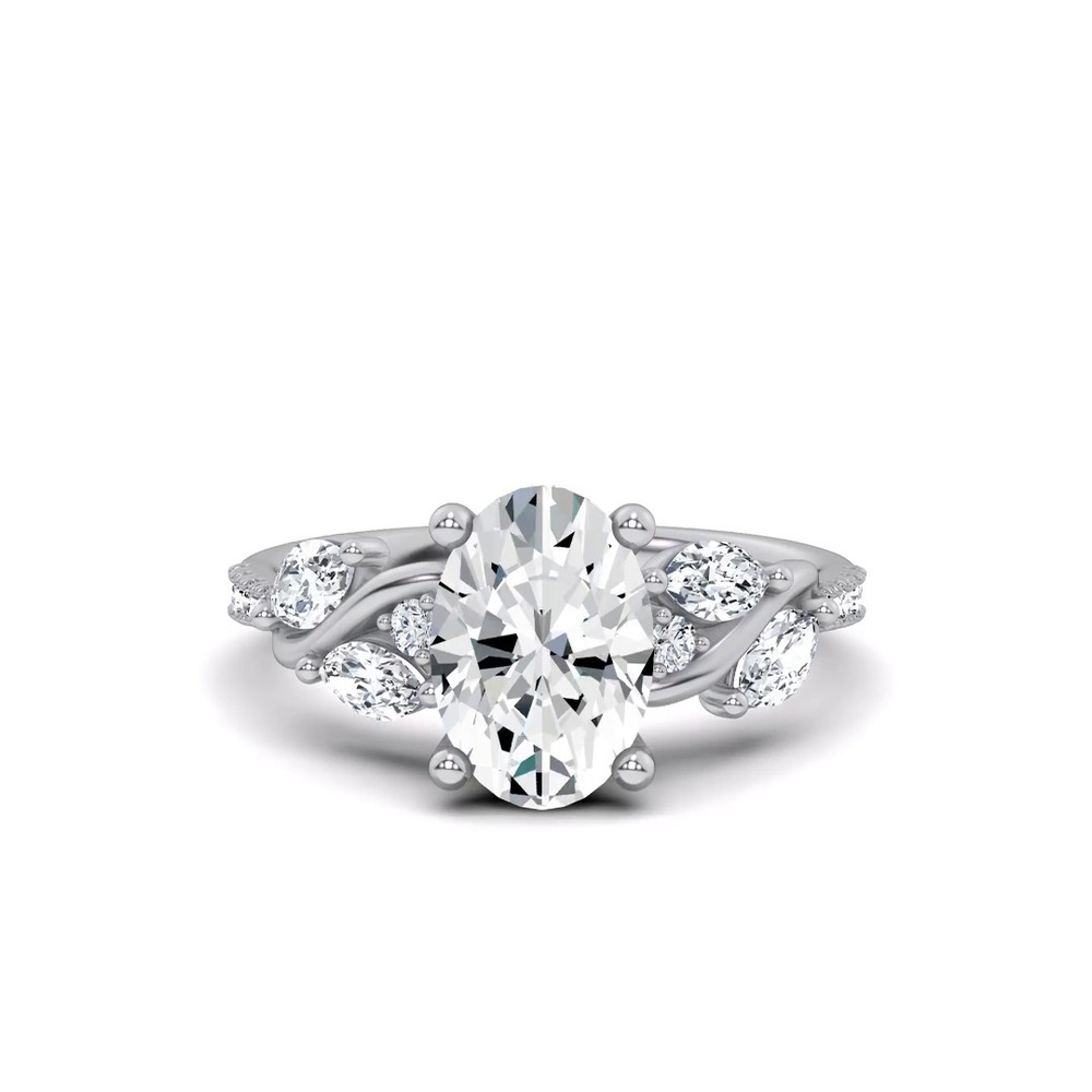 360 degree view of Hayden Curved Vine Hidden Halo Lab Engagement Ring