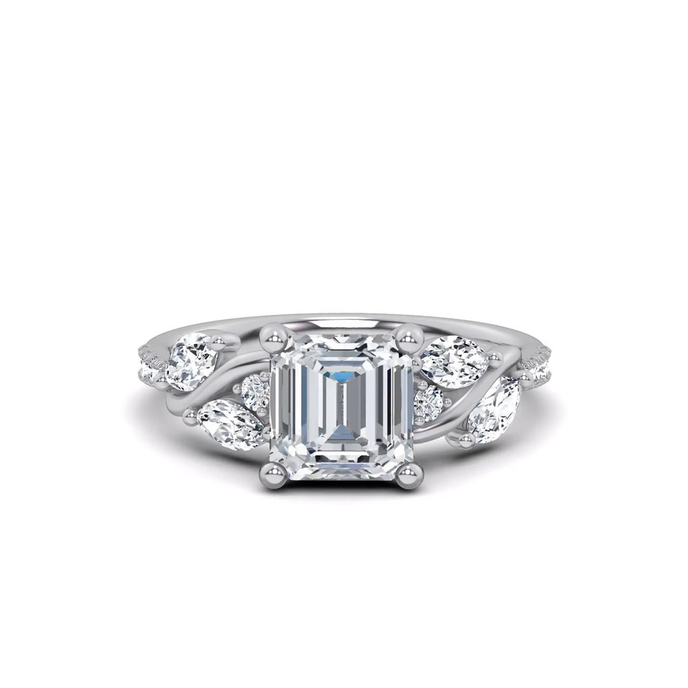 360 degree view of Hayden Curved Vine Hidden Halo Lab Engagement Ring