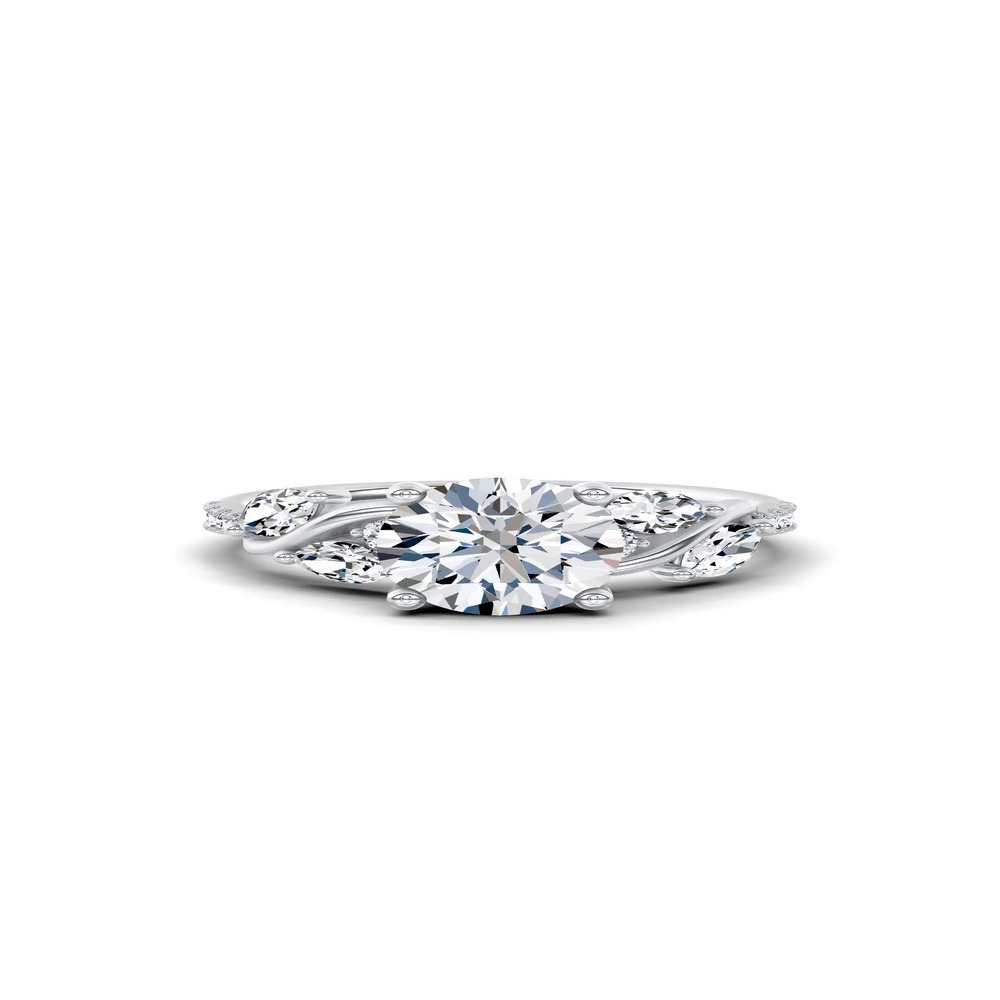 360 degree view of Hayden Curved Vine Hidden Halo Engagement Ring