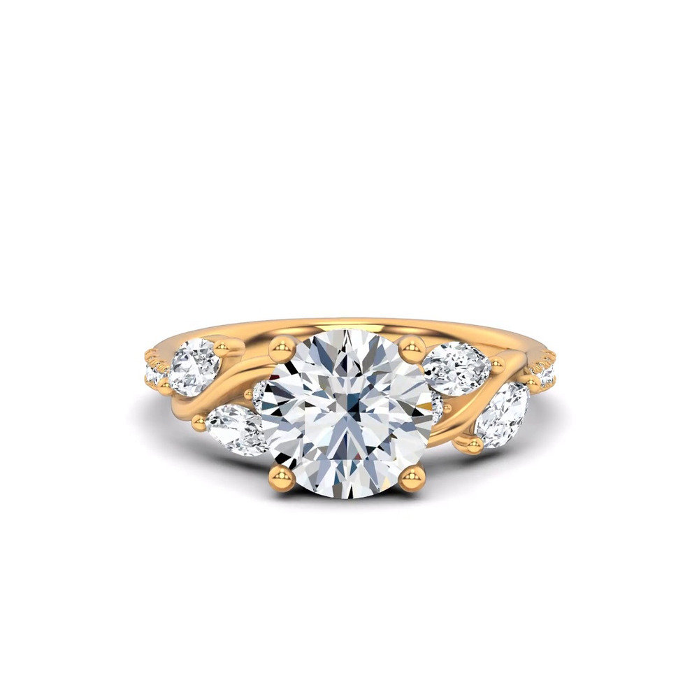 360 degree view of Hayden Curved Vine Hidden Halo Lab Engagement Ring