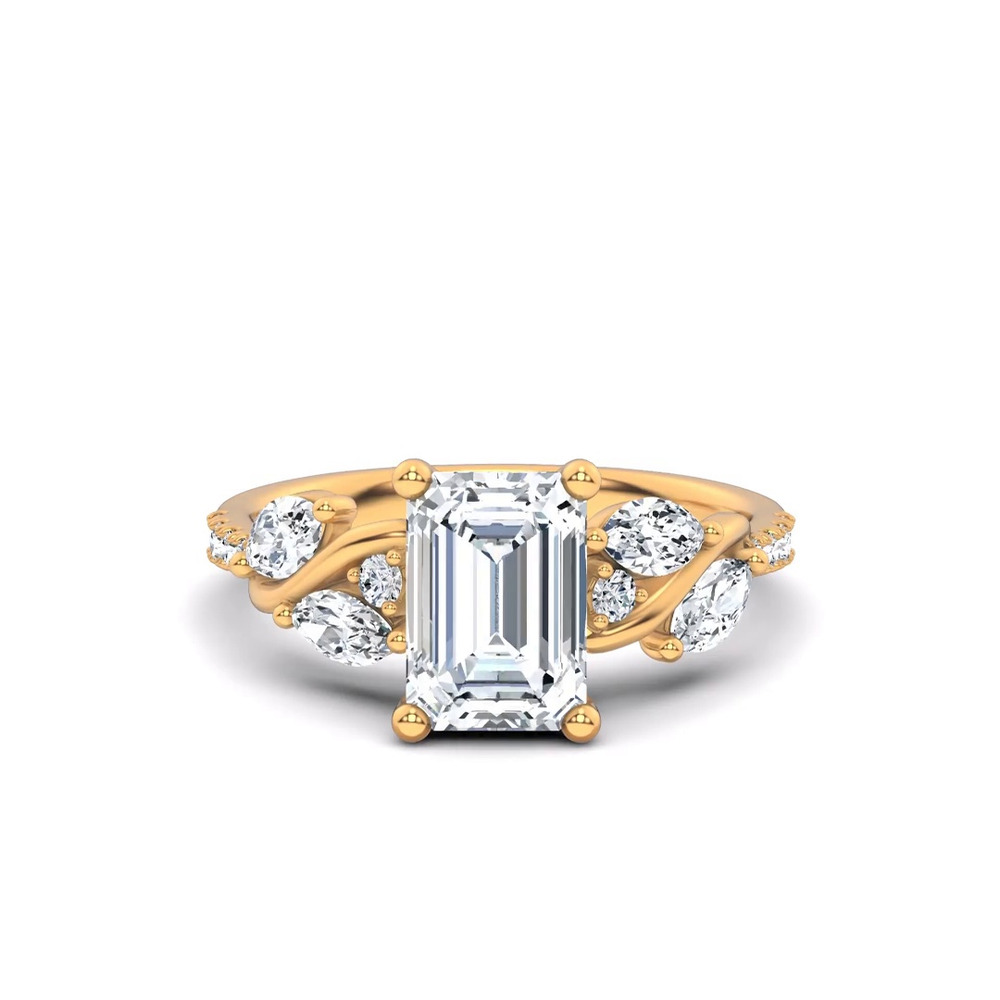 360 degree view of Hayden Curved Vine Hidden Halo Lab Engagement Ring