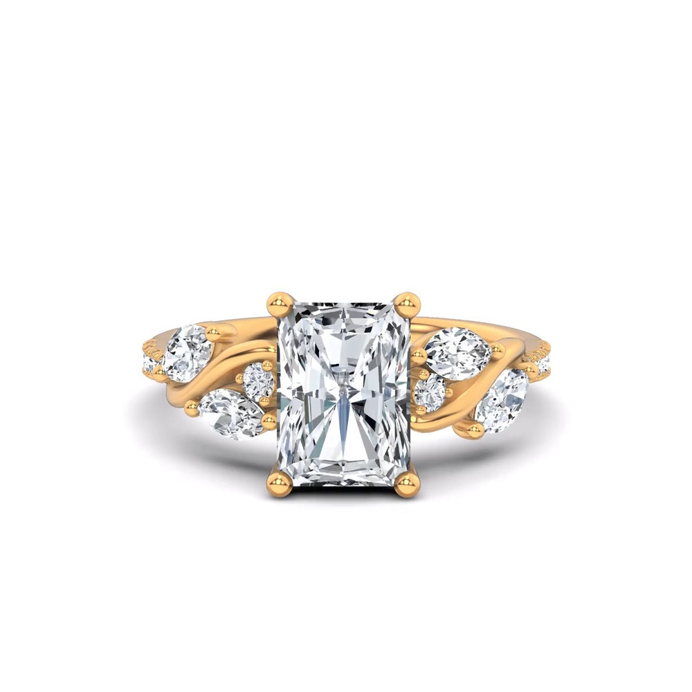 360 degree view of Hayden Curved Vine Hidden Halo Lab Engagement Ring