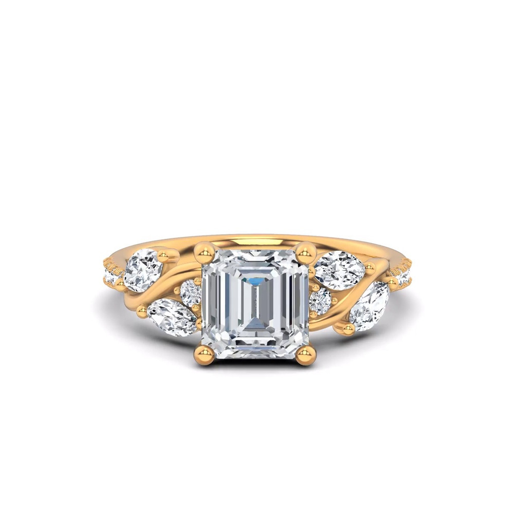 360 degree view of Hayden Curved Vine Hidden Halo Lab Engagement Ring