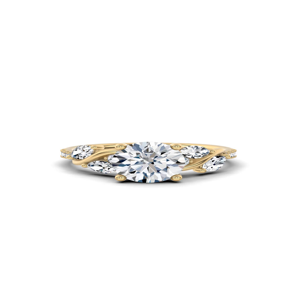 360 degree view of Hayden Curved Vine Hidden Halo Engagement Ring