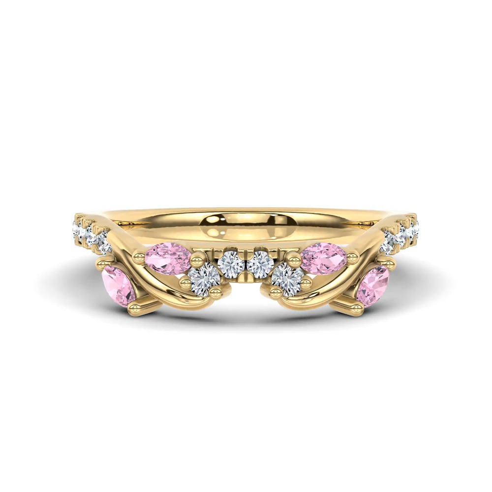 360 degree view of Hayden Lab Pink Sapphire And Diamond Band