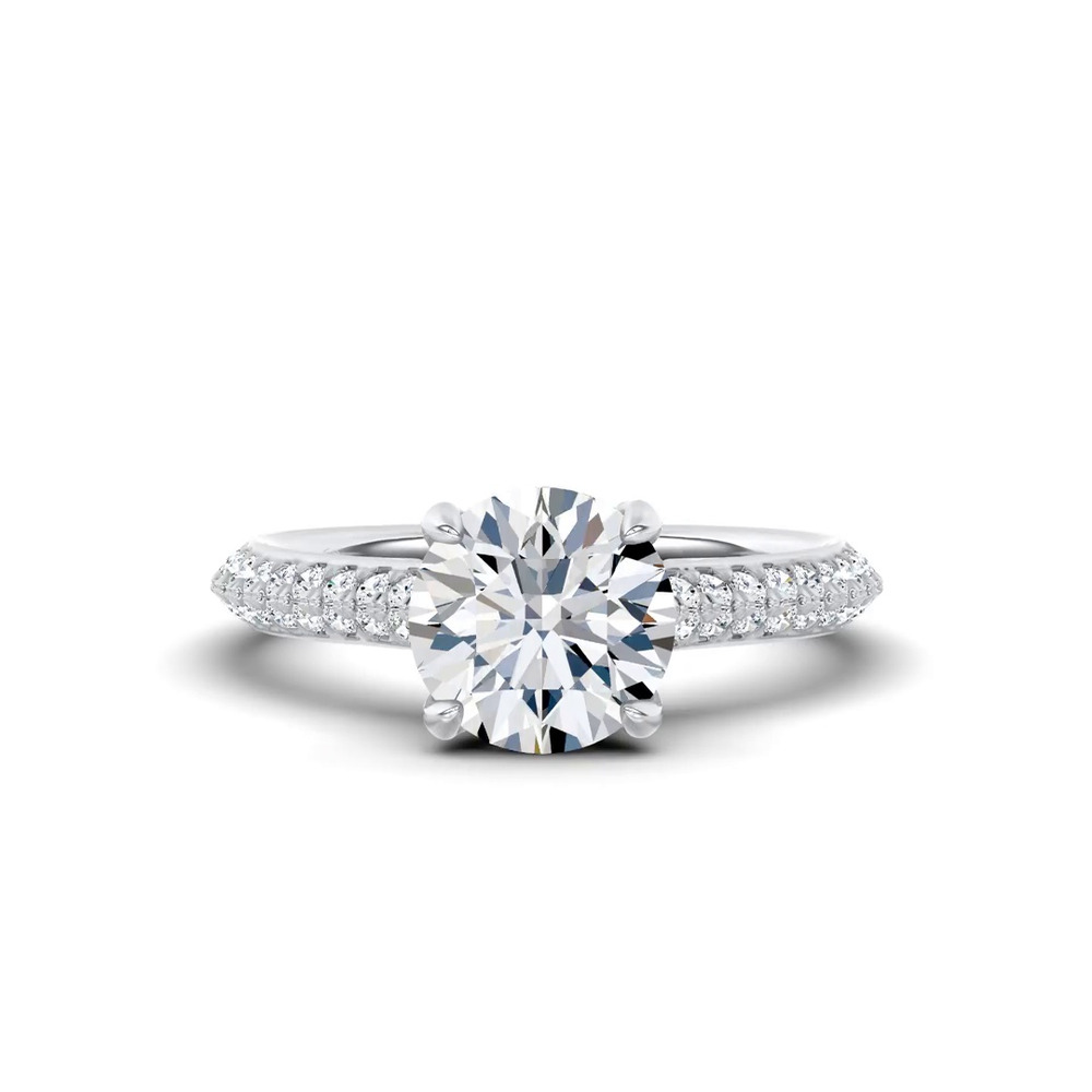 360 degree view of Vive Knife-Edge Pavé Engagement Ring by Christian Siriano