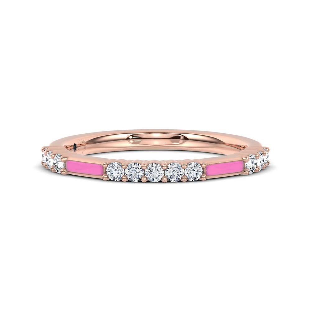 360 degree view of Rosavé Pink Ceramic Lab Diamond Band by Christian Siriano