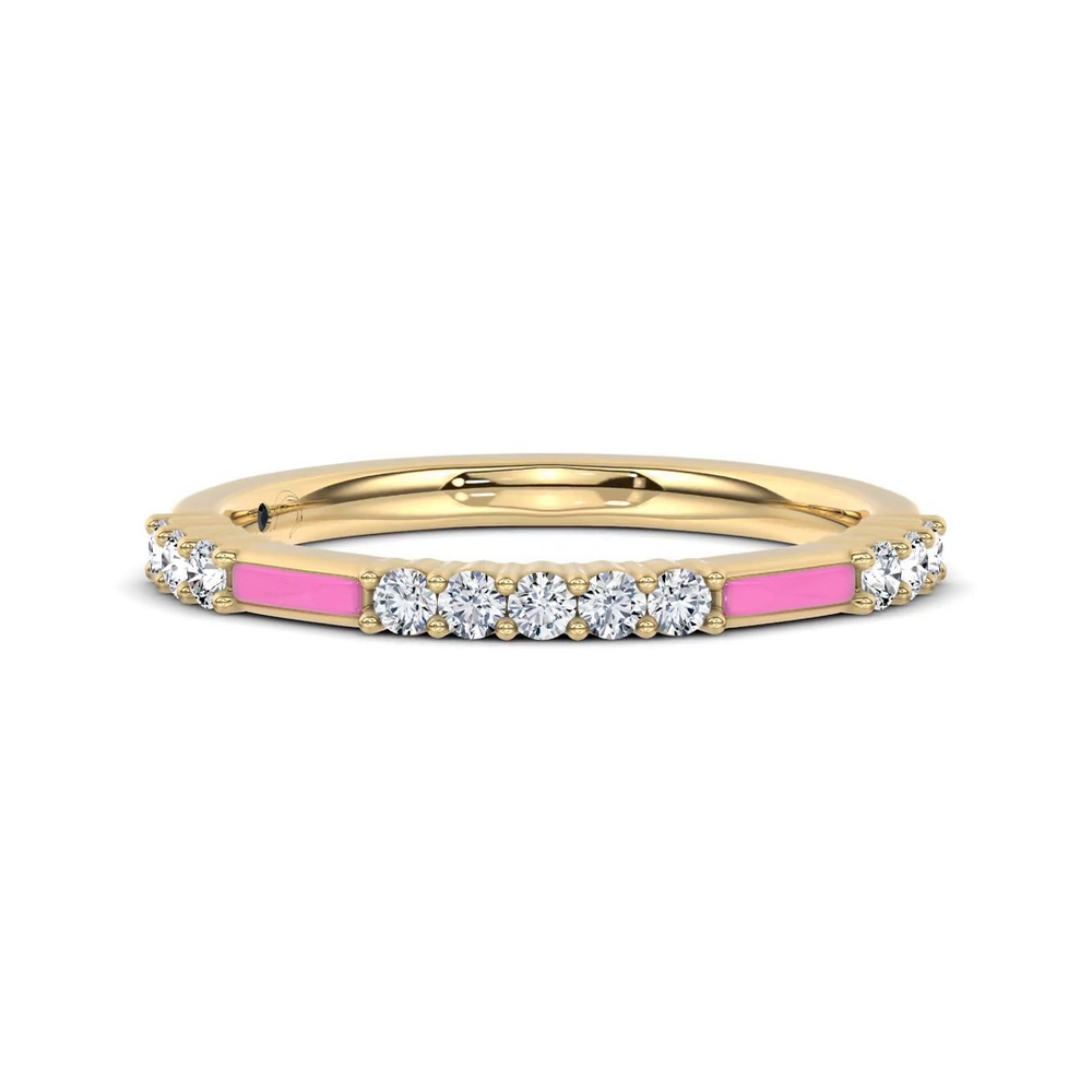 360 degree view of Rosavé Pink Ceramic Lab Diamond Band by Christian Siriano