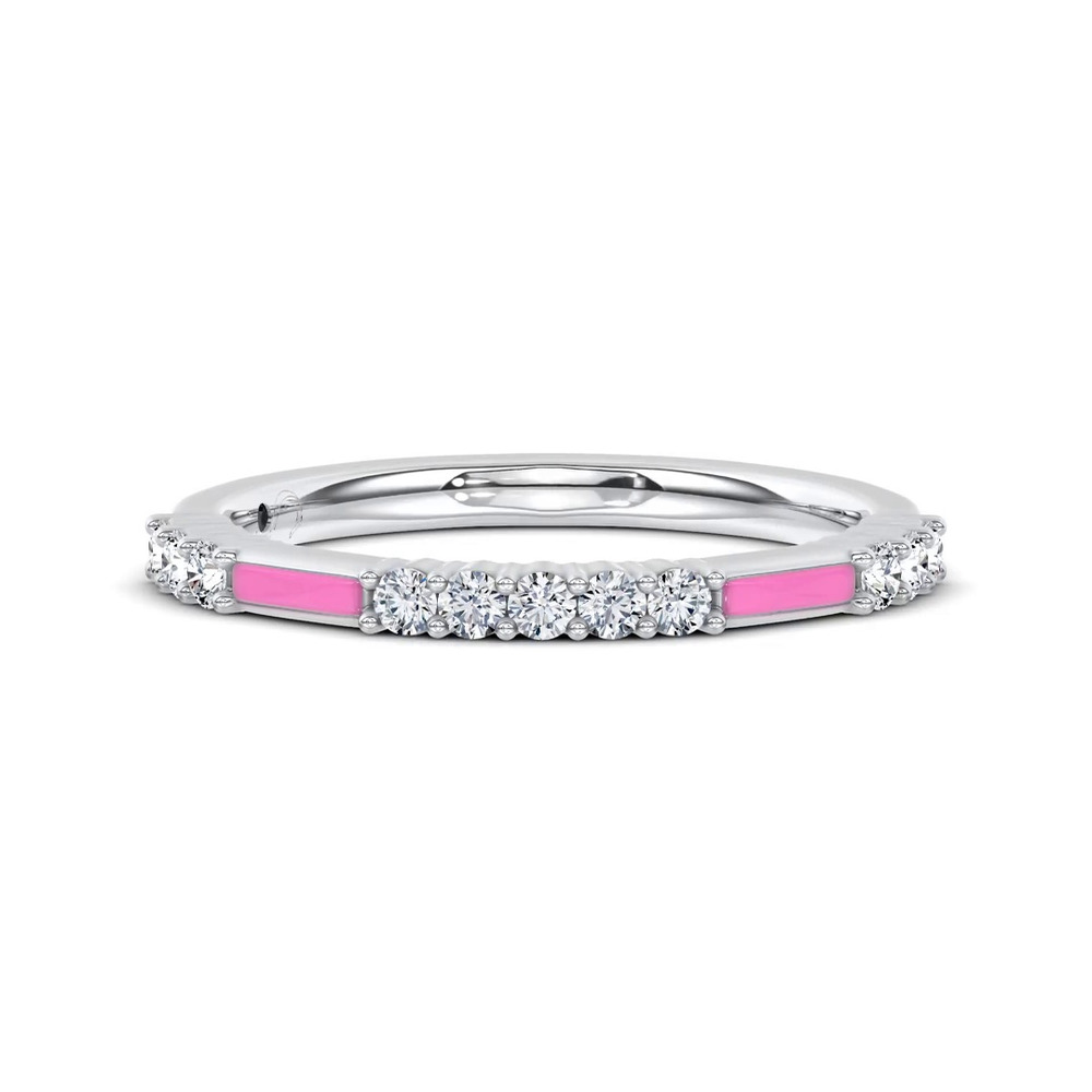 360 degree view of Rosavé Pink Ceramic Lab Diamond Band by Christian Siriano