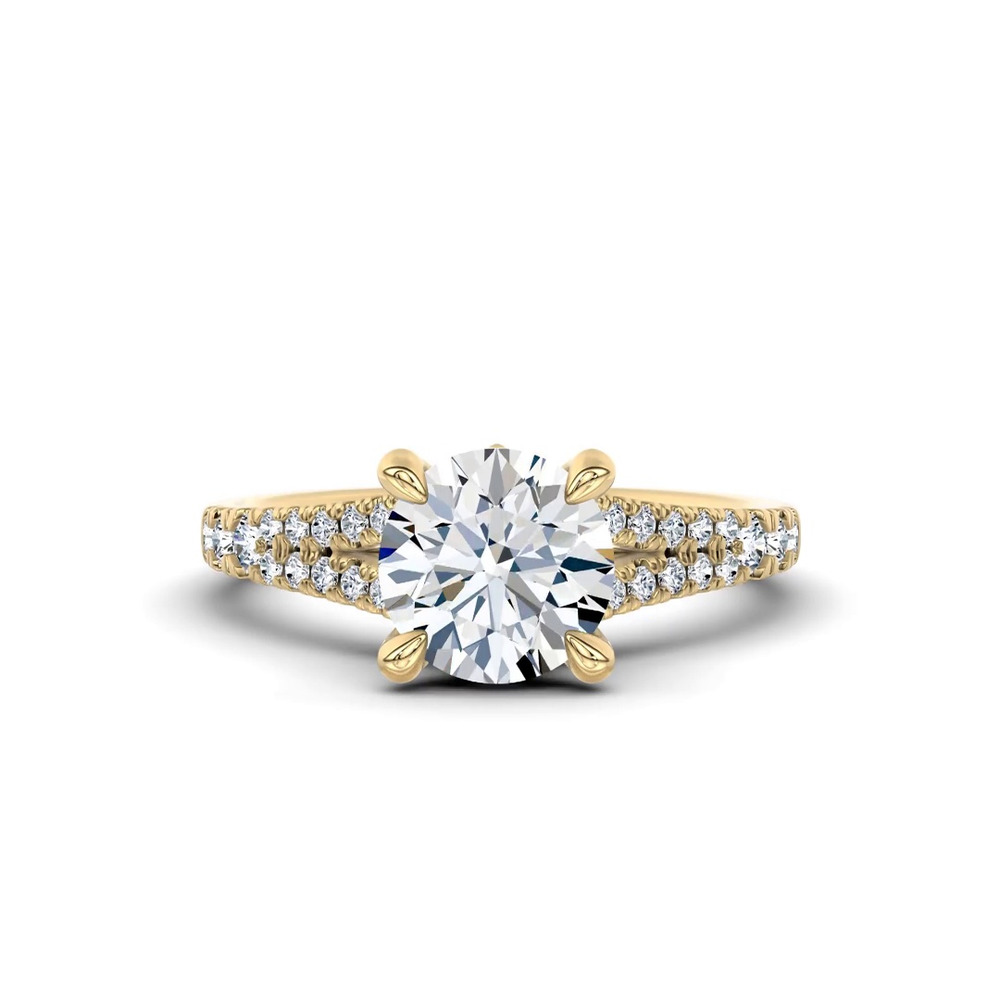 360 degree view of Lumea Split Shank Pavé Lab Engagement Ring by Christian Siriano