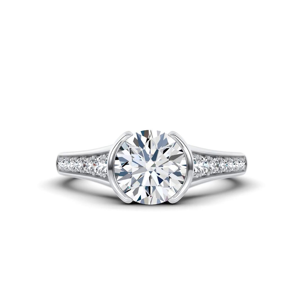 360 degree view of Jenna Half Bezel Pavé Lab Engagement Ring