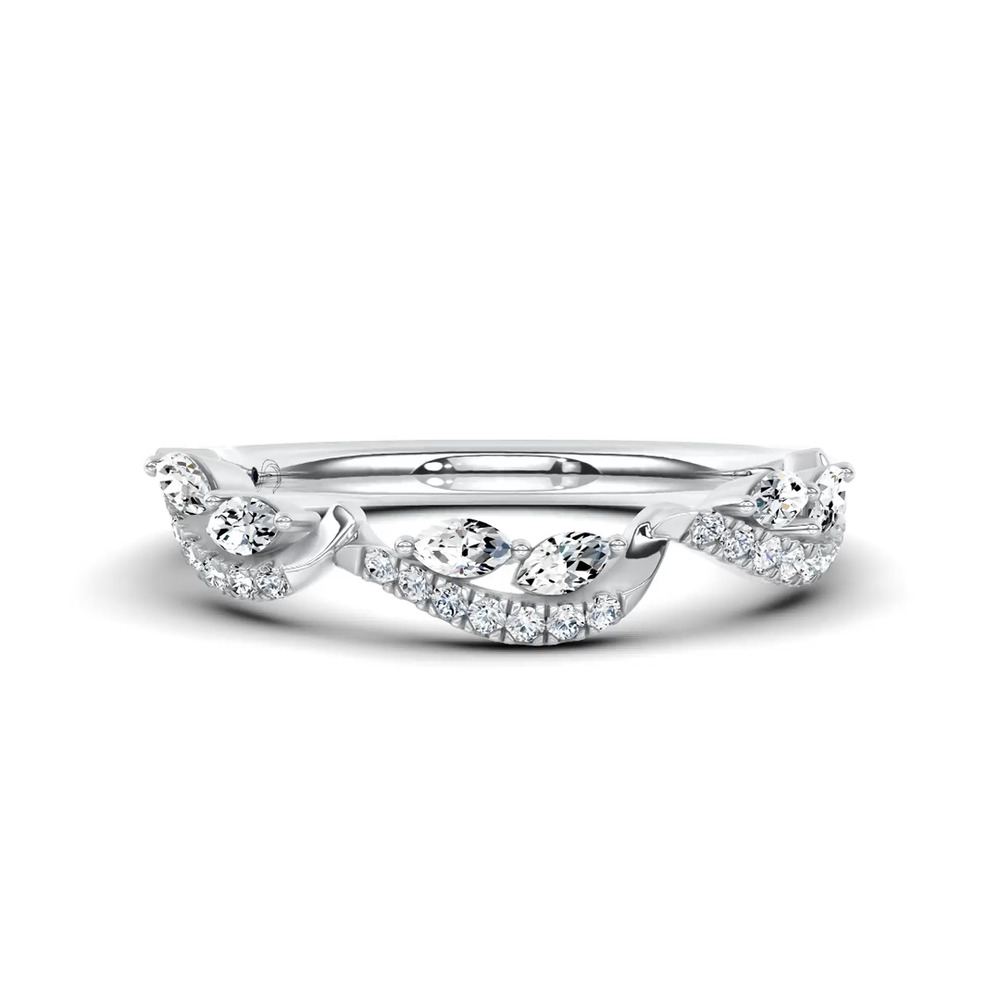 360 degree view of Poise Scalloped Pavé Band by Christian Siriano