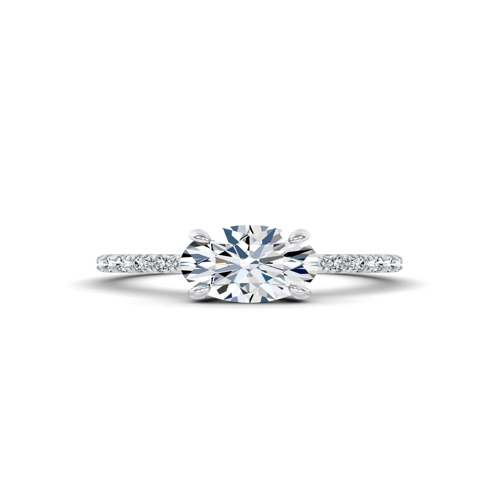 360 degree view of Sculpted C-Prong Pavé Lab Engagement Ring by Christian Siriano