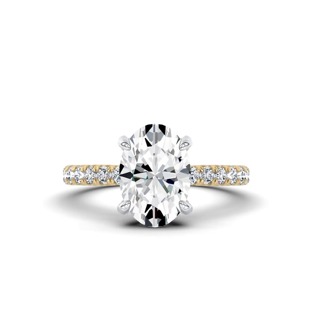 360 degree view of Sculpted C-Prong Pavé Lab Engagement Ring by Christian Siriano