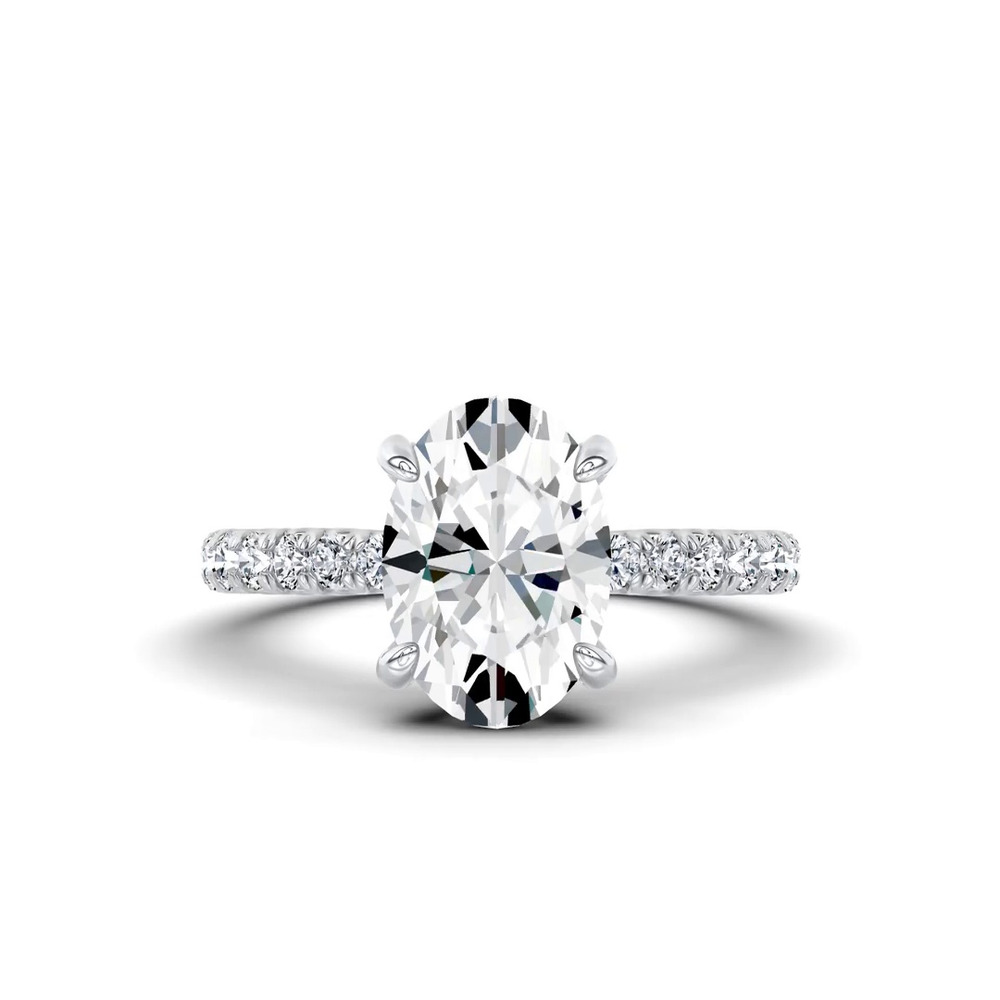 360 degree view of Sculpted C-Prong Pavé Lab Engagement Ring by Christian Siriano