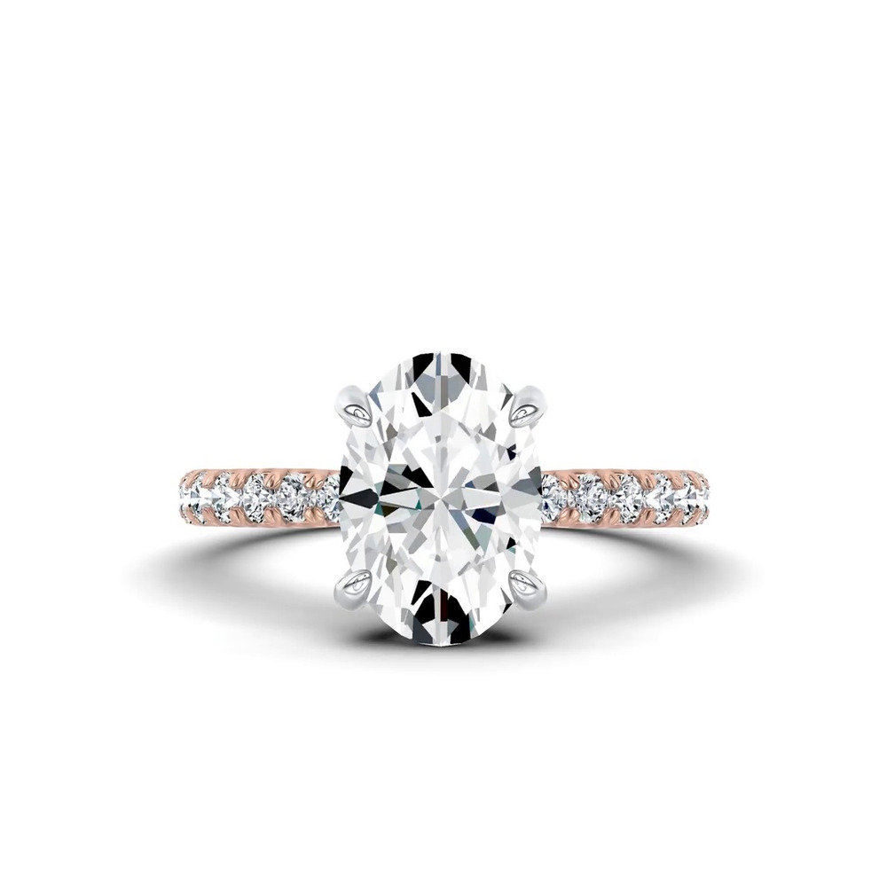 360 degree view of Sculpted C-Prong Pavé Lab Engagement Ring by Christian Siriano