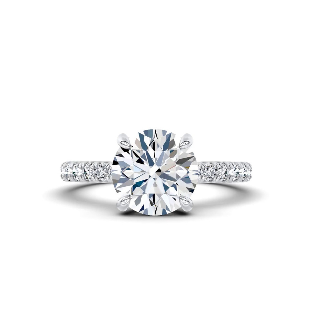 360 degree view of Sculpted C-Prong Pavé Lab Engagement Ring by Christian Siriano