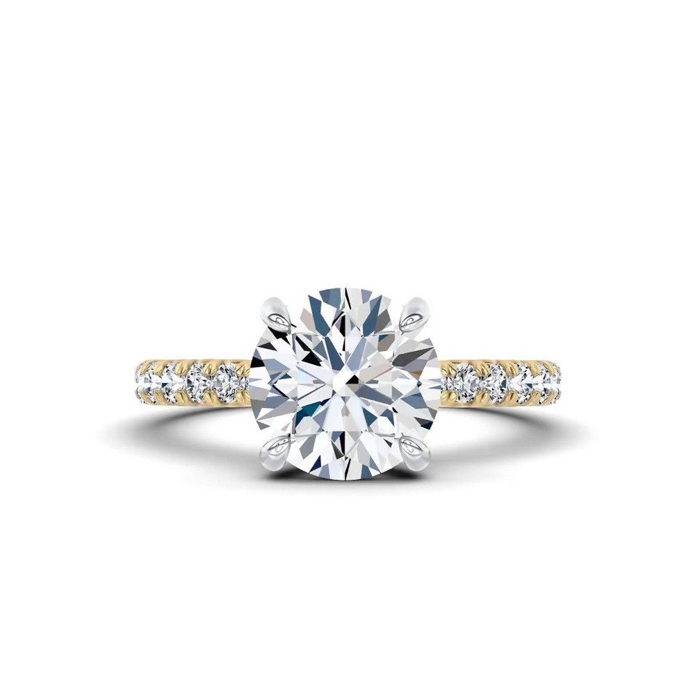 360 degree view of Sculpted C-Prong Pavé Lab Engagement Ring by Christian Siriano