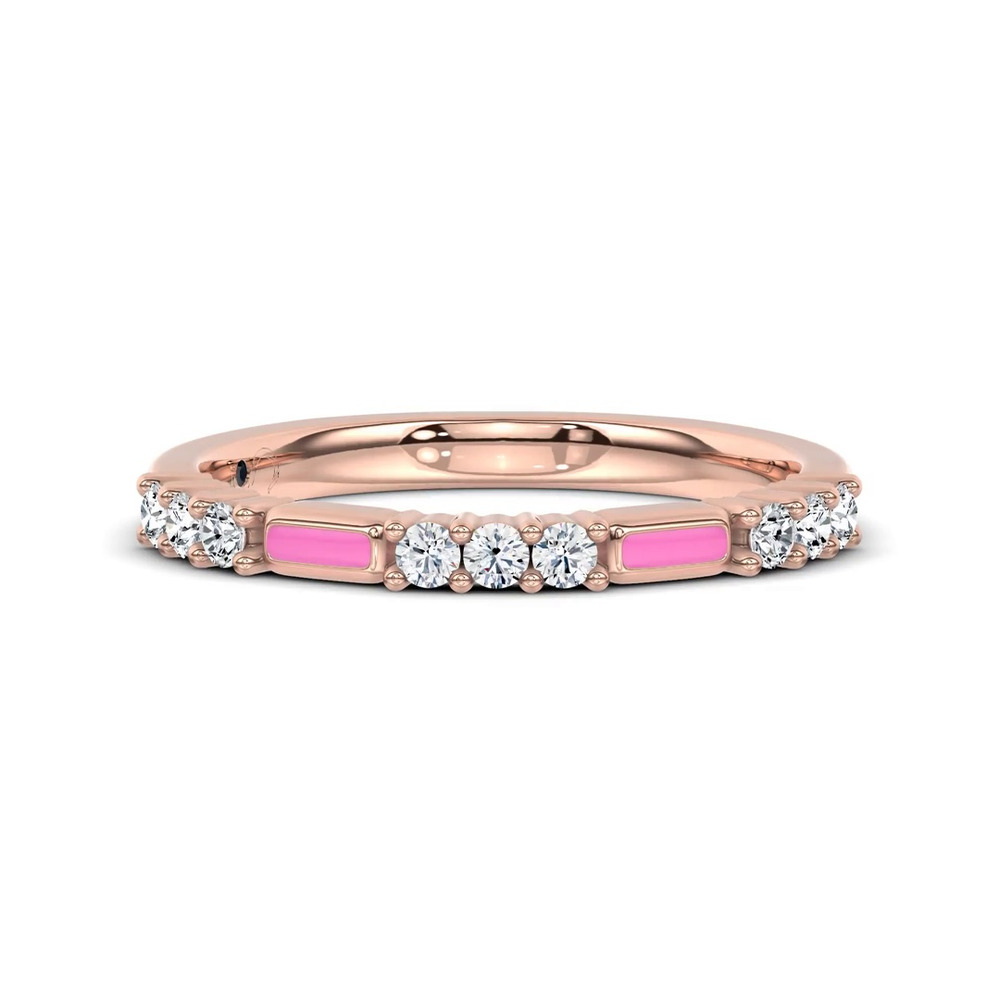 360 degree view of Colvivre Pink Ceramic Lab Diamond Band by Christian Siriano
