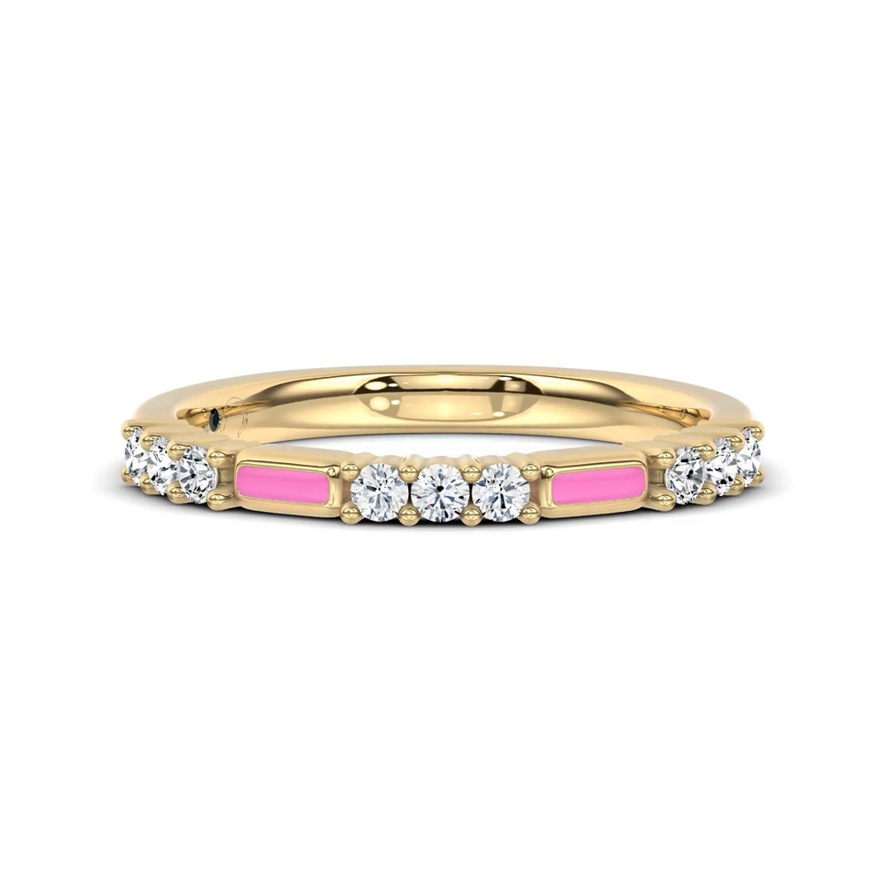 360 degree view of Colvivre Pink Ceramic Diamond Band by Christian Siriano