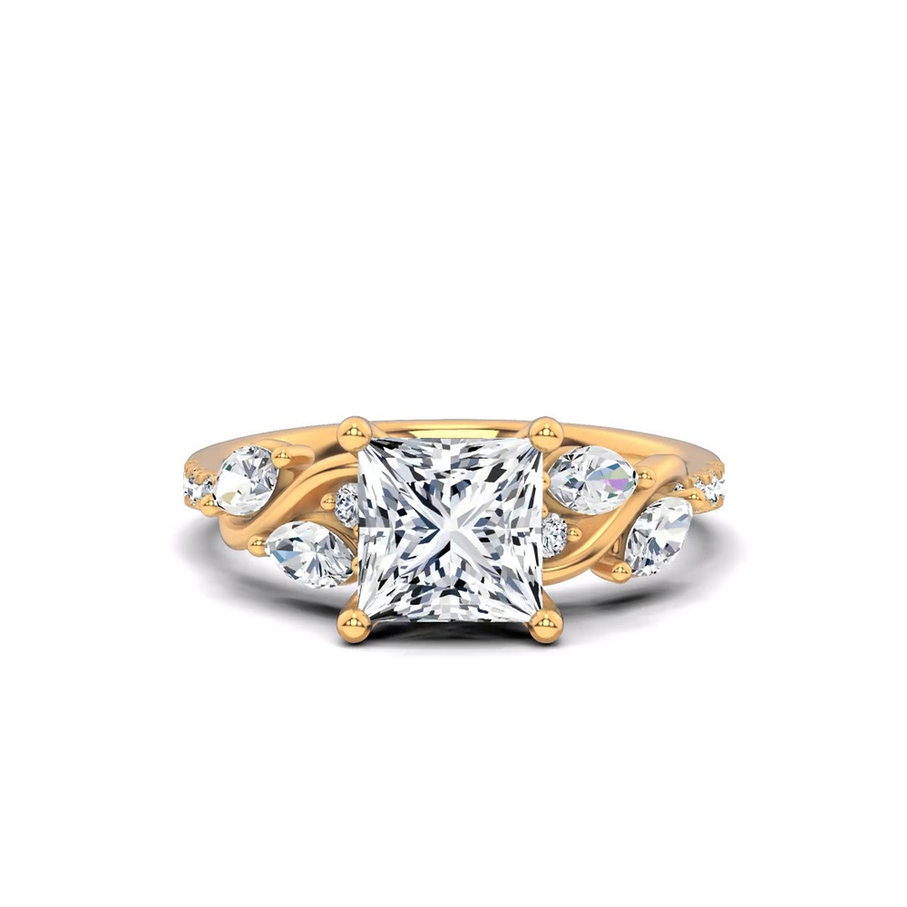 360 degree view of Hayden Curved Vine Lab Engagement Ring