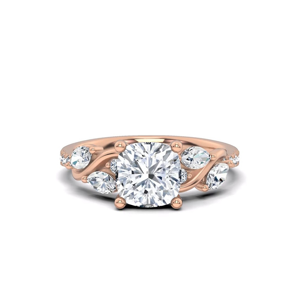 360 degree view of Hayden Curved Vine Lab Engagement Ring