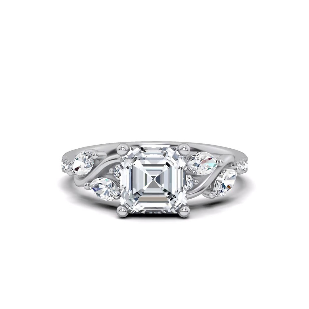 360 degree view of Hayden Curved Vine Lab Engagement Ring