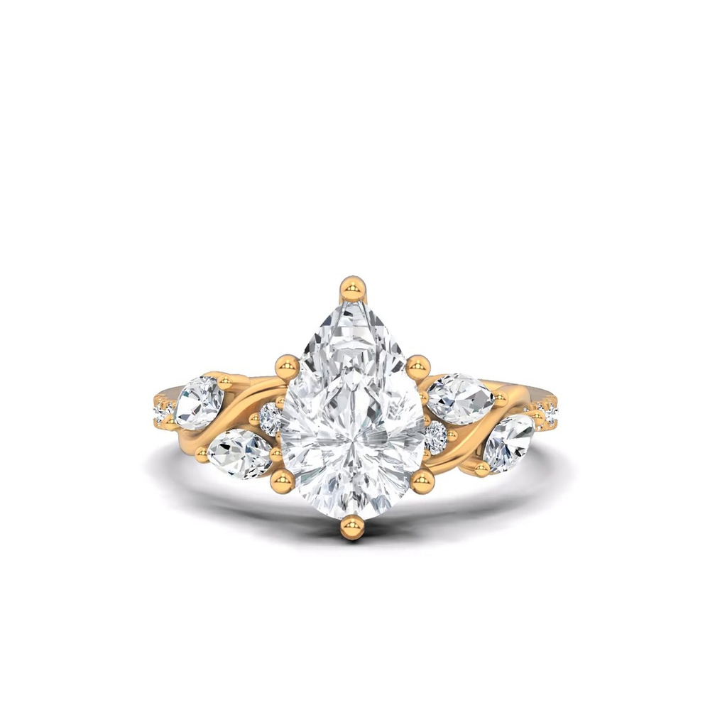 360 degree view of Hayden Curved Vine Lab Engagement Ring