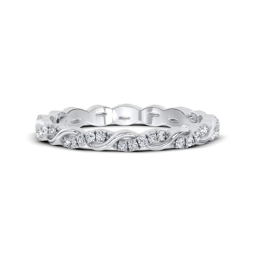 360 degree view of Woven Love Pavé Diamond Eternity Band by Christian Siriano