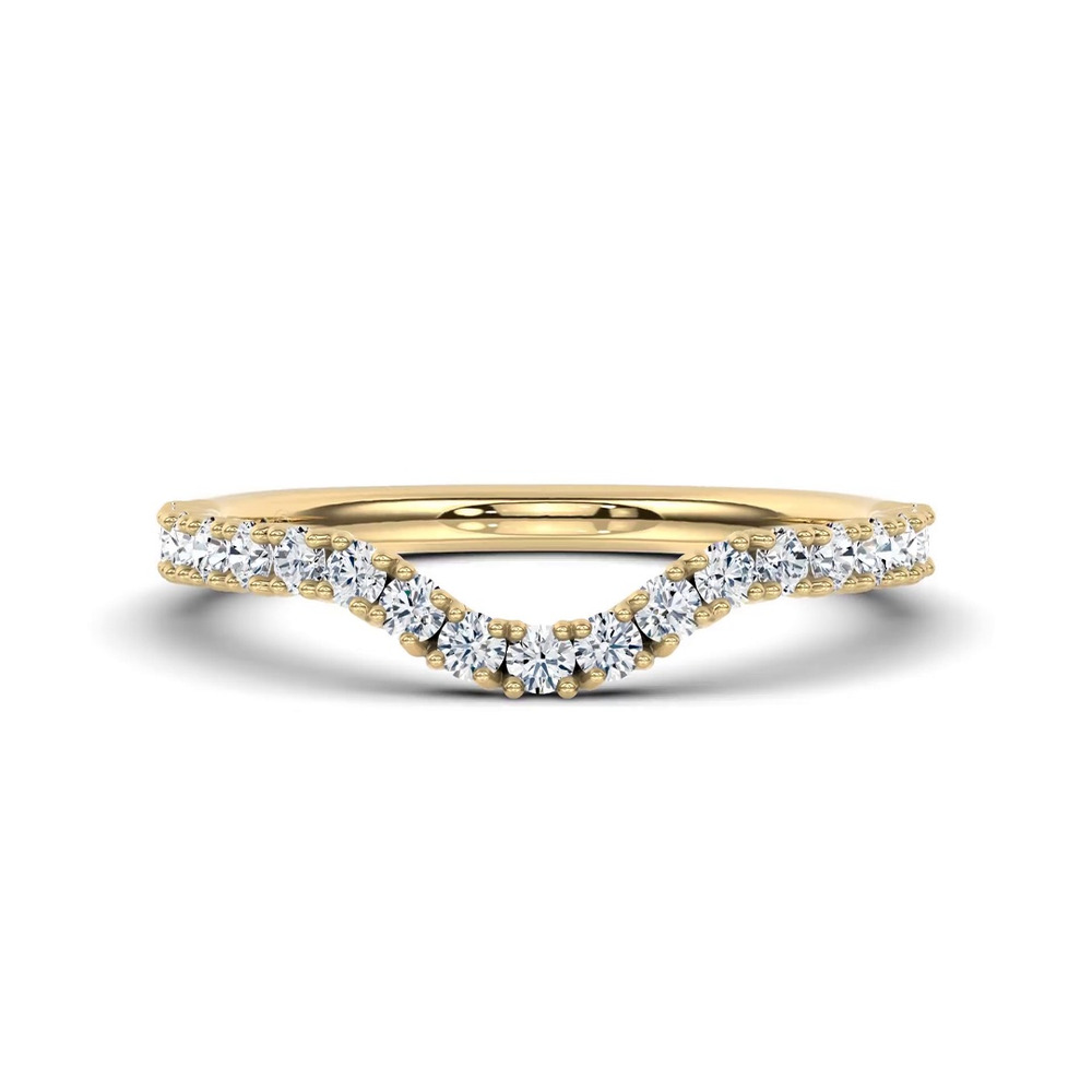 360 degree view of Sculpted C‑Prong Contoured Pavé Band by Christian Siriano