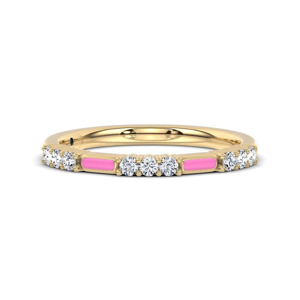 360 degree view of Fiora Pink Ceramic Diamond Band by Christian Siriano