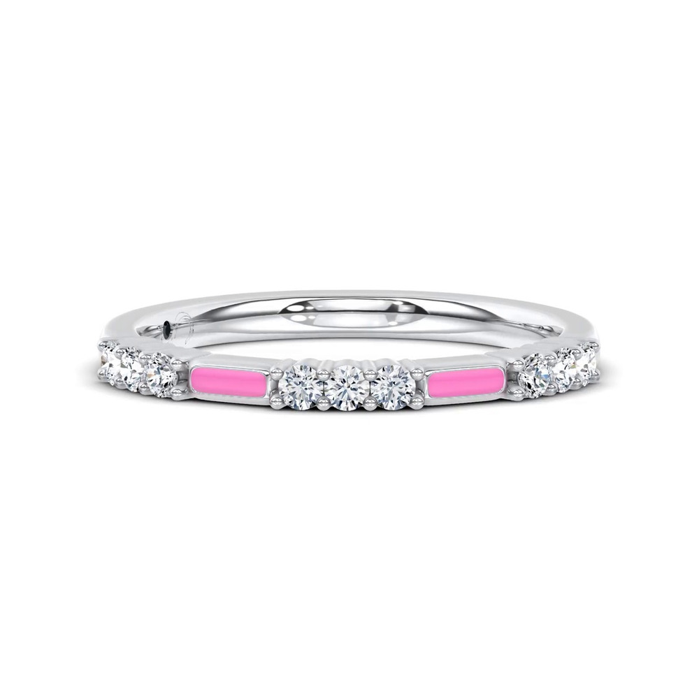 360 degree view of Fiora Pink Ceramic Lab Diamond Band by Christian Siriano