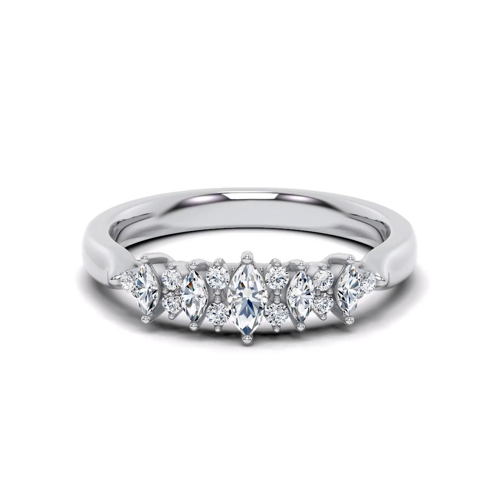 360 degree view of Almita Marquise And Round Diamond Band