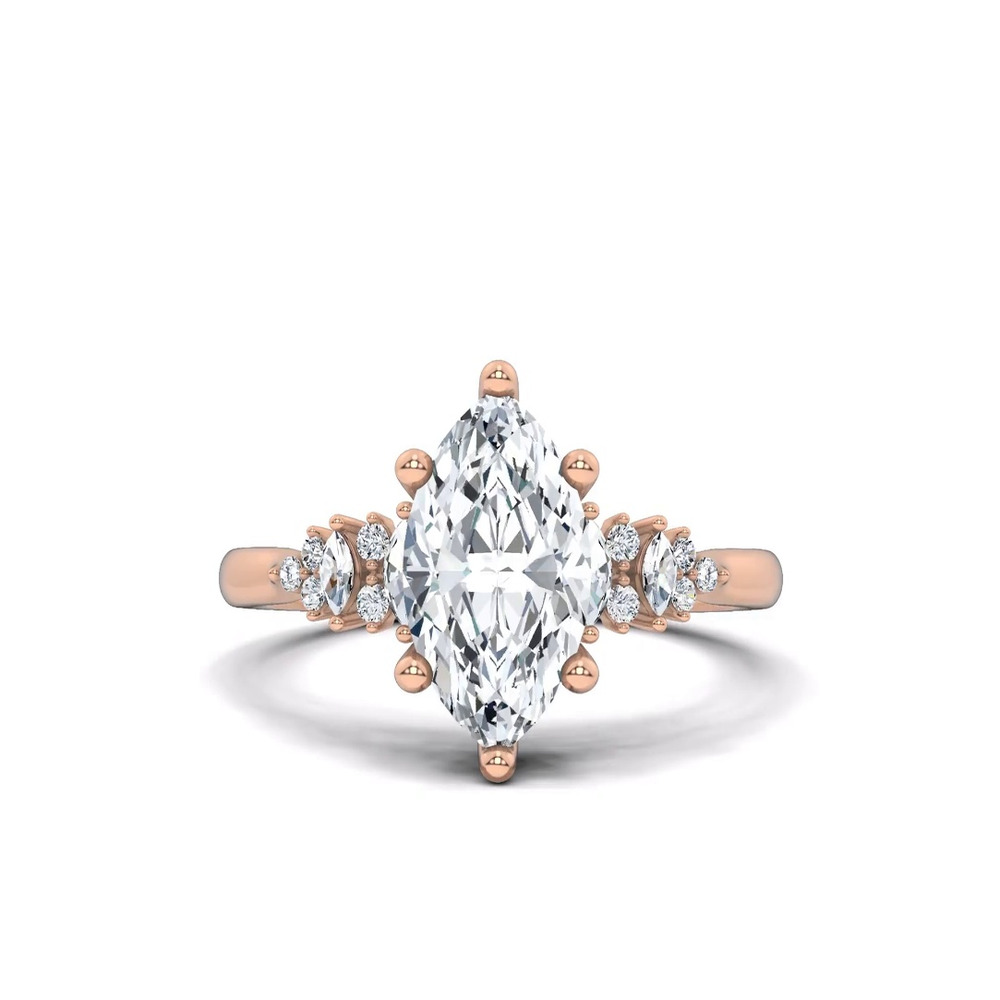 360 degree view of Almita Marquise And Round Diamond Engagement Ring