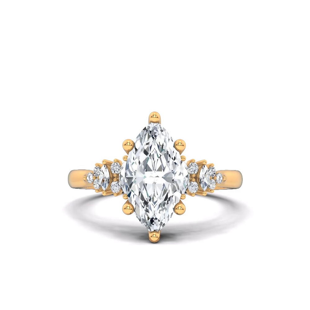 360 degree view of Almita Marquise And Round Diamond Engagement Ring