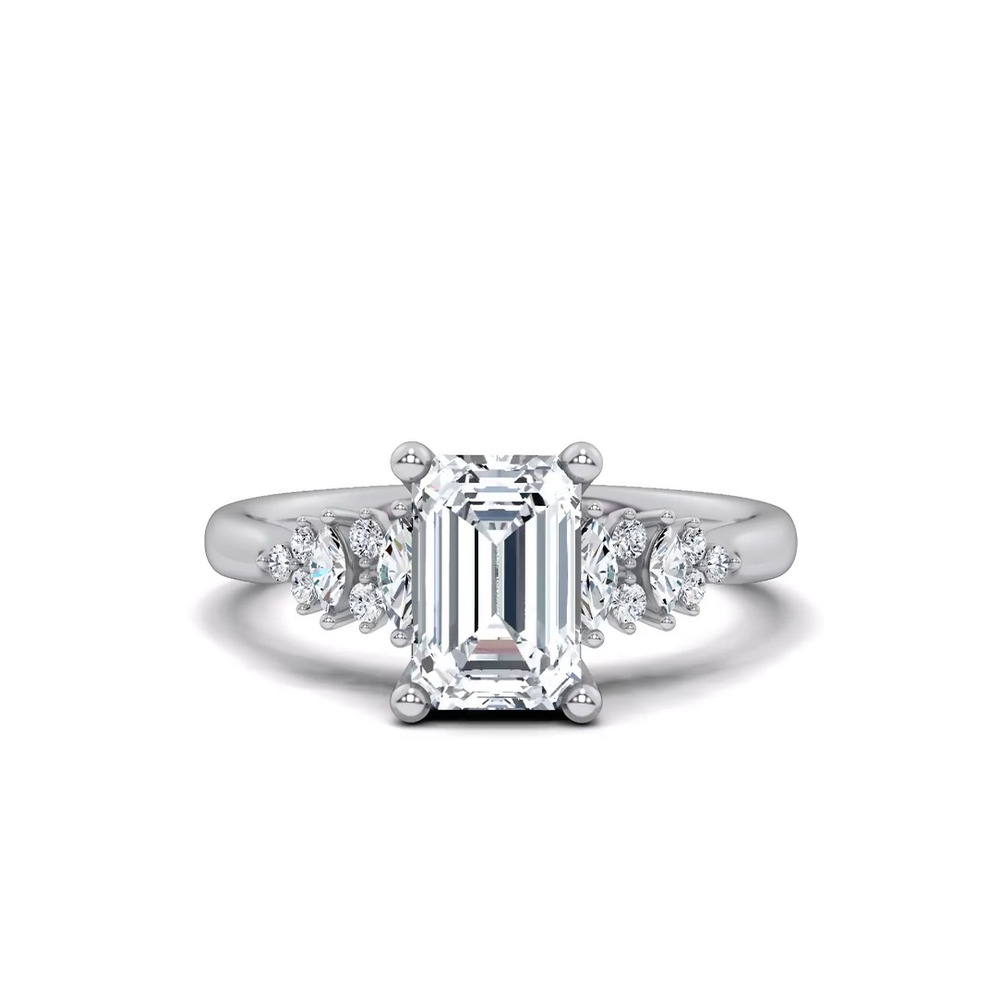 360 degree view of Almita Marquise And Round Diamond Engagement Ring
